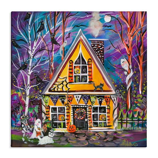 Michaels, Stupell Industries Halloween Costume Party House Canvas Wall Art – Category: Halloween Wall Decor